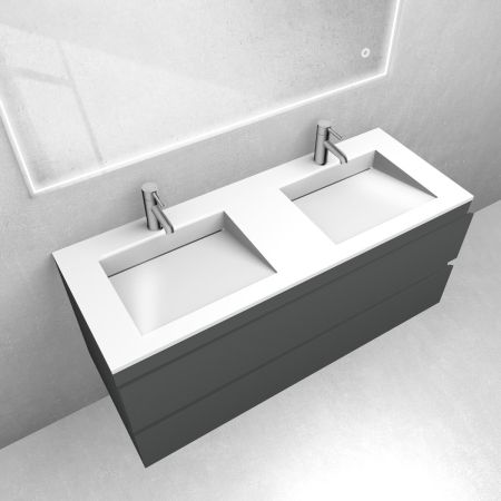 Oltens Vernal set: 120 cm vanity unit with Stila LavaForm washbasin in matt graphite/gloss white 68817400