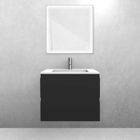 Oltens Vernal set: 60 cm vanity unit with Stila LavaForm washbasin – matt black/matt white 68818300