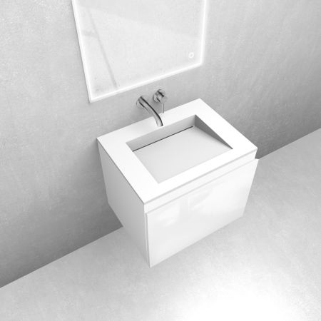 Oltens Vernal set: 60 cm vanity unit with Stila LavaForm washbasin – gloss white/matt white 68820000
