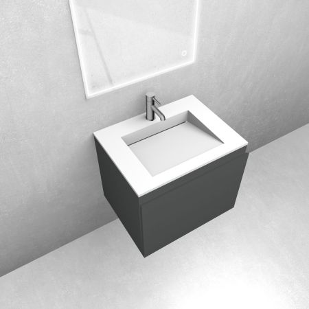 Oltens Vernal set: 60 cm vanity unit with Stila LavaForm washbasin in matt graphite/matt white 68820400