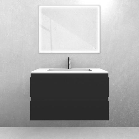 Oltens Vernal set: 80 cm vanity unit with Stila LavaForm washbasin in matt black/matt white 68821300