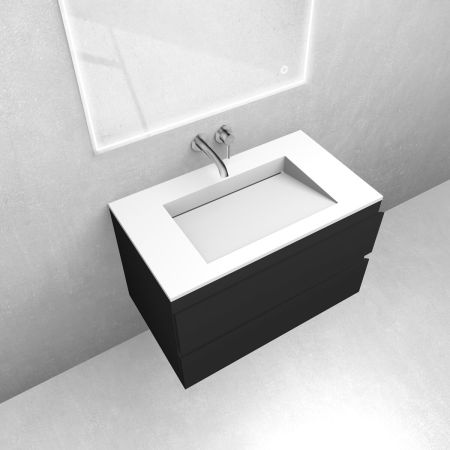 Oltens Vernal set: 80 cm vanity unit with Stila LavaForm washbasin in matt black/matt white 68821300