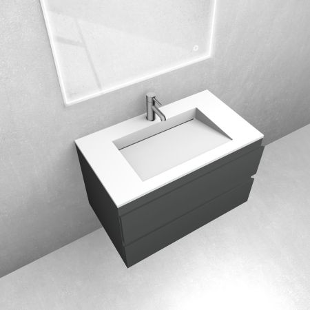 Oltens Vernal-Set: 80 cm breiter Waschtischunterschrank mit Stila LavaForm-Waschbecken in Graphit matt/Weiß matt 68821400