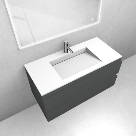 Sada Oltens Vernal – skříňka pod umyvadlo 100 cm s umyvadlem Stila LavaForm, grafit matný/bílý matný, 68824400