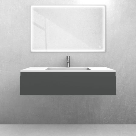 Oltens Vernal set: 100 cm vanity unit with Stila LavaForm washbasin in matt graphite/matt white 68825400