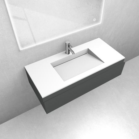 Oltens Vernal set: 100 cm vanity unit with Stila LavaForm washbasin in matt graphite/matt white 68825400