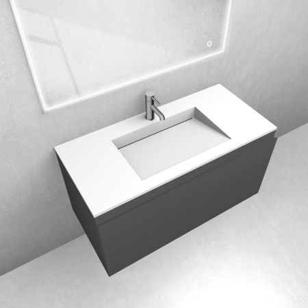 Oltens Vernal set: 100 cm vanity unit with Stila LavaForm washbasin in matt graphite/matt white 68826400