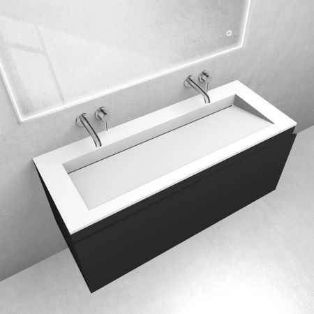 Oltens Vernal set: 120 cm vanity unit with Stila LavaForm washbasin in matt black/matt white 68828300