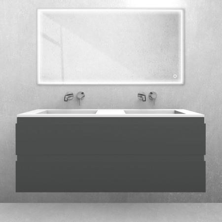 Oltens Vernal set: 120 cm vanity unit with Stila LavaForm washbasin in matt graphite/matt white 68829400