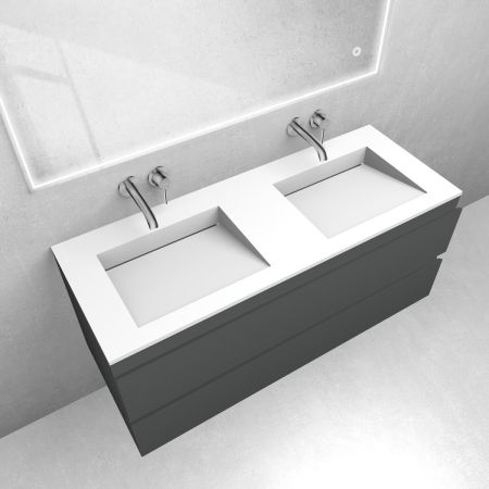 Oltens Vernal set: 120 cm vanity unit with Stila LavaForm washbasin in matt graphite/matt white 68829400
