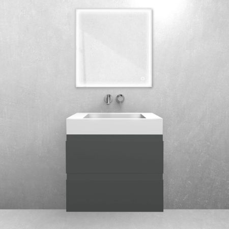 Oltens Vernal set: 60 cm vanity unit with Stila LavaForm washbasin in matt graphite/gloss white 68830400