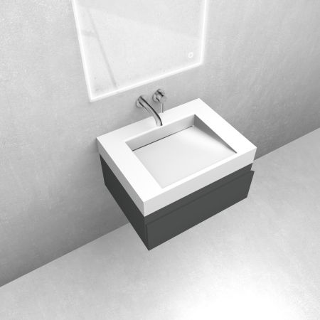 Oltens Vernal set: 60 cm vanity unit with Stila LavaForm washbasin in matt graphite/gloss white 68831400