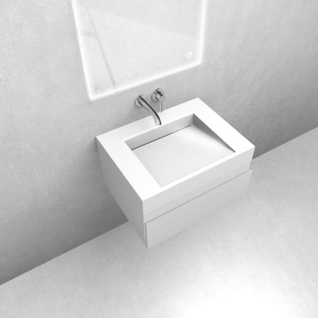 Oltens Vernal set: 60 cm vanity unit with Stila LavaForm washbasin in matt grey/gloss white 68831700