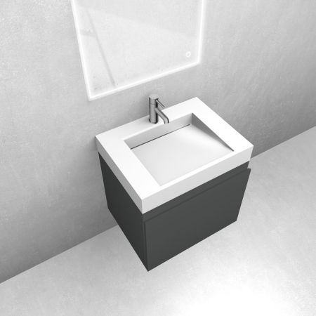 Oltens Vernal set: 60 cm vanity unit with Stila LavaForm washbasin in matt graphite/gloss white 68832400