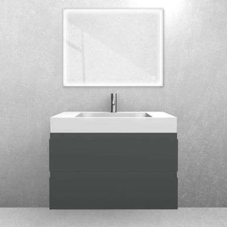 Oltens Vernal set: 80 cm vanity unit with Stila LavaForm washbasin in matt graphite/gloss white 68833400