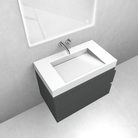 Oltens Vernal set: 80 cm vanity unit with Stila LavaForm washbasin in matt graphite/gloss white 68833400