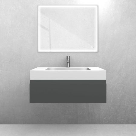 Oltens Vernal set: 80 cm vanity unit with Stila LavaForm washbasin in matt graphite/gloss white 68834400