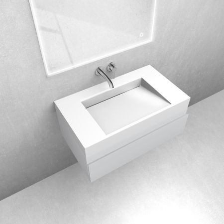 Zestaw Oltens Vernal szafka podumywalkowa 80 cm z umywalką Stila LavaForm szary mat/biały połysk 68834700