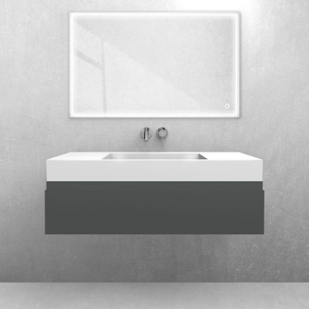 Oltens Vernal set: 100 cm vanity unit with Stila LavaForm washbasin in matt graphite/gloss white 68837400