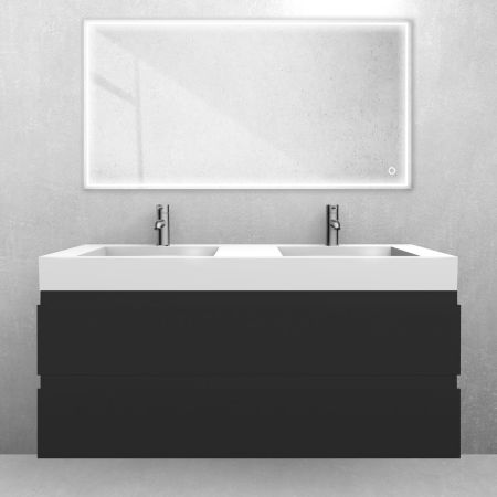 Oltens Vernal set: 120 cm vanity unit with Stila LavaForm washbasin in matt black/gloss white 68839300