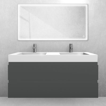 Oltens Vernal set: 120 cm vanity unit with Stila LavaForm washbasin in matt graphite/gloss white 68839400
