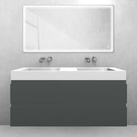 Oltens Vernal set: 120 cm vanity unit with Stila LavaForm washbasin in matt graphite/gloss white 68839400