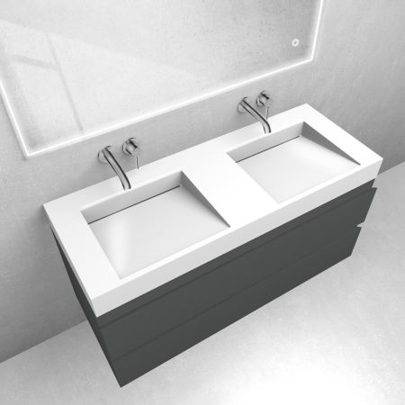 Oltens Vernal set: 120 cm vanity unit with Stila LavaForm washbasin in matt graphite/gloss white 68839400