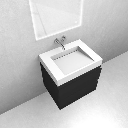 Oltens Vernal set: 60 cm vanity unit with Stila LavaForm washbasin in matt graphite/matt white 68840300