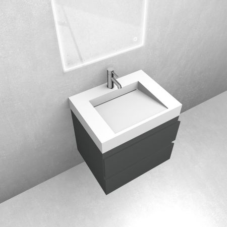 Oltens Vernal set: 60 cm vanity unit with Stila LavaForm washbasin in matt grey/matt white 68840400