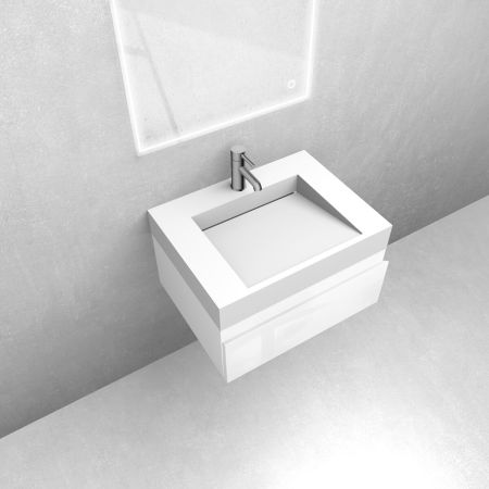 Oltens Vernal set: 60 cm vanity unit with Stila LavaForm washbasin in gloss white/matt white 68841000