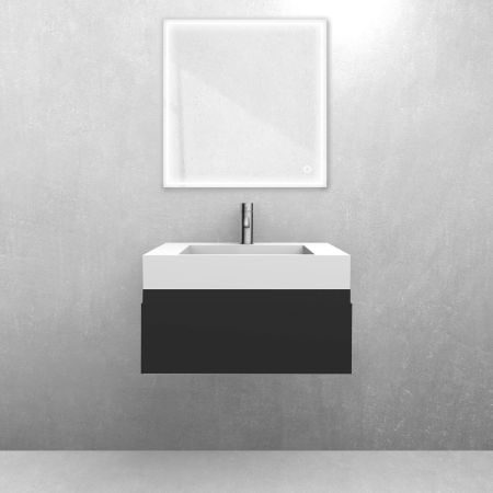 Oltens Vernal set: 60 cm vanity unit with Stila LavaForm washbasin in matt black/matt white 68841300