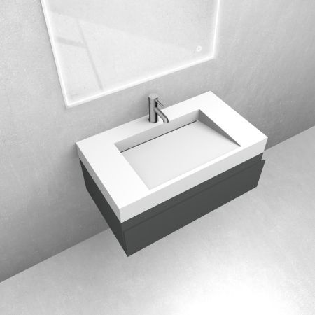 Oltens Vernal set: 80 cm vanity unit with Stila LavaForm washbasin in matt graphite/matt white 68844400
