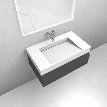 Oltens Vernal set: 80 cm vanity unit with Stila LavaForm washbasin in matt graphite/matt white 68844400