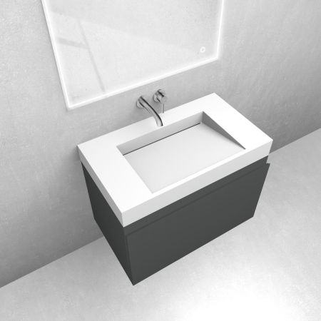 Oltens Vernal set: 80 cm vanity unit with Stila LavaForm washbasin in matt graphite/matt white 68845400