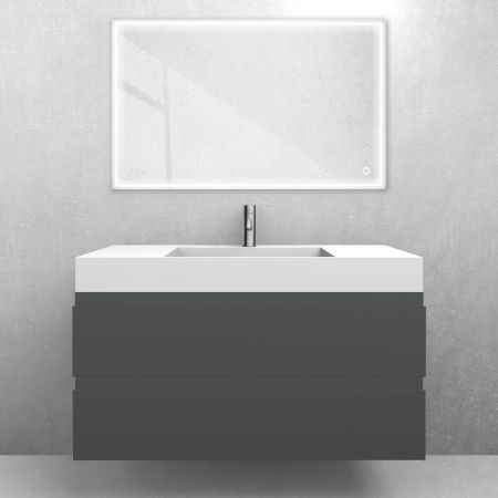 Oltens Vernal set: 100 cm vanity unit with Stila LavaForm washbasin in matt graphite/matt white 68846400