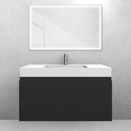 Oltens Vernal set: 100 cm vanity unit with Stila LavaForm washbasin in matt black/matt white 68848300