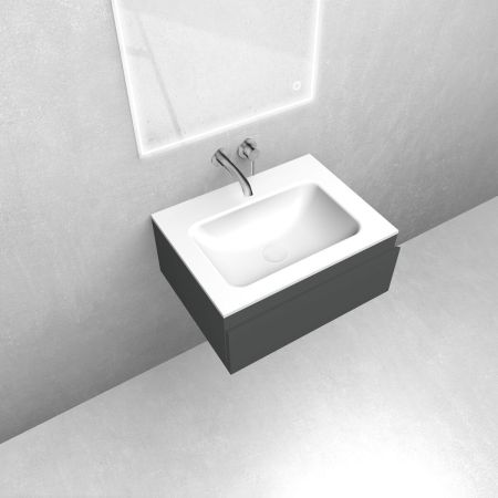 Oltens Vernal set: 60 cm vanity unit with Kalla LavaForm washbasin in matt graphite/gloss white 68851400