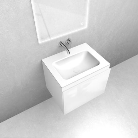 Oltens Vernal set: 60 cm vanity unit with Kalla LavaForm washbasin in gloss white 68852000