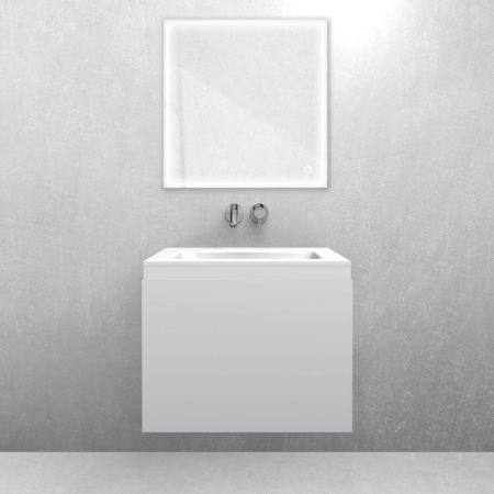 Oltens Vernal-Set: 60-cm-Waschtischunterschrank mit Waschbecken „Kalla LavaForm“ in Mattgrau/Hochglanzweiß 68852700
