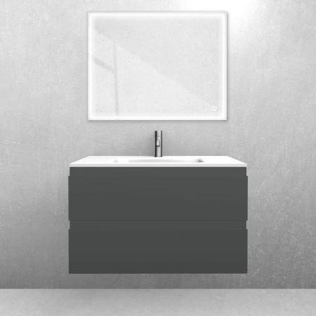 Oltens Vernal set: 80 cm vanity unit with Kalla LavaForm washbasin in matt graphite/gloss white 68853400