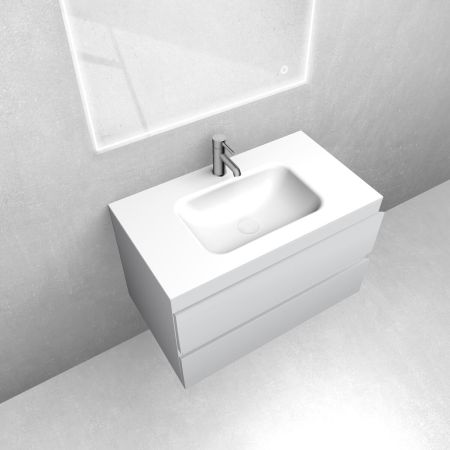 Oltens Vernal set: 80 cm vanity unit with Kalla LavaForm washbasin in matt grey/gloss white 68853700