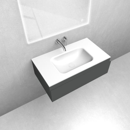 Oltens Vernal set: 80 cm vanity unit with Kalla LavaForm washbasin in matt graphite/gloss white 68854400