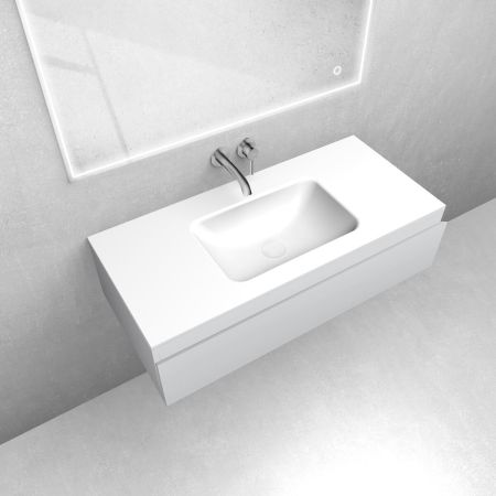 Oltens Vernal set: 100 cm vanity unit with Kalla LavaForm washbasin in matt grey/gloss white 68857700