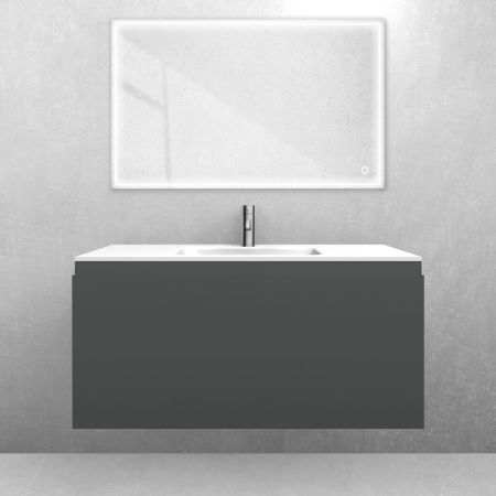 Oltens Vernal set: 100 cm vanity unit with Kalla LavaForm washbasin in matt graphite/gloss white 68858400