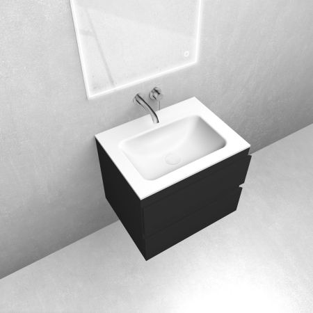 Oltens Vernal set: 60 cm vanity unit with Kalla LavaForm washbasin in matt black/matt white 68859300