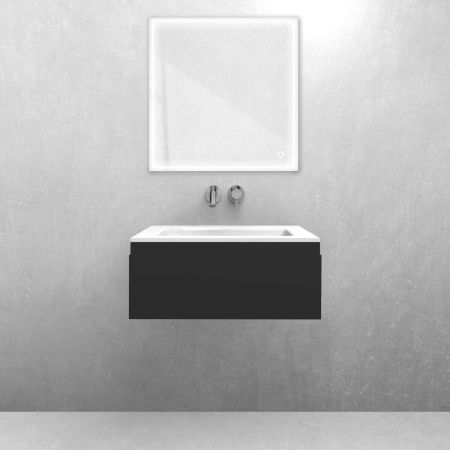 Oltens Vernal set: 60 cm vanity unit with Kalla LavaForm washbasin in matt black/matt white 68860300