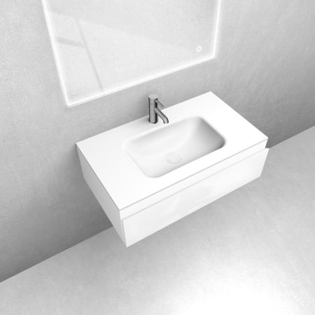 Oltens Vernal set: 80 cm vanity unit with Kalla LavaForm washbasin in gloss white/matt white 68863000