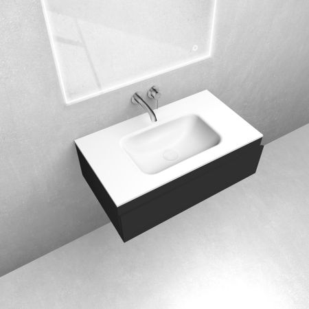Oltens Vernal set: 80 cm vanity unit with Kalla LavaForm washbasin in matt black/matt white 68863300
