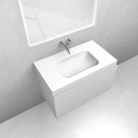 Zestaw Oltens Vernal szafka podumywalkowa 80 cm z umywalką Kalla LavaForm szary mat/biały mat 68864700