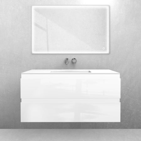Oltens Vernal set: 100 cm vanity unit with Kalla LavaForm washbasin in gloss white/matt white 68865000